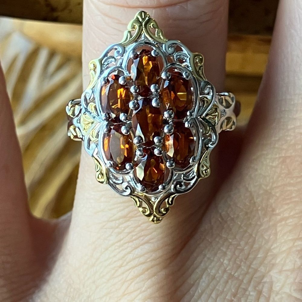 Natural Cherry Citrine Sterling Silver Ring Size 6